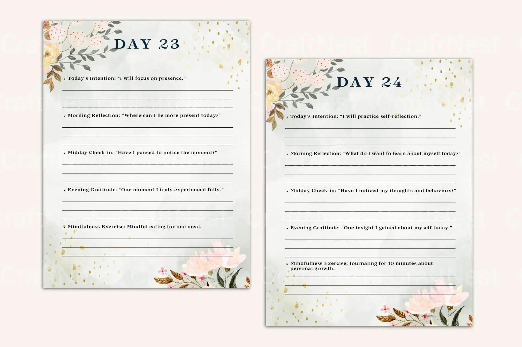 Daily Mindfulness Prompts for Enhanced Well-being - CraftNest - Digital Crafting and Art