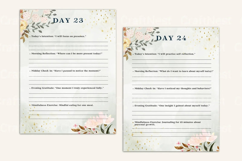 Daily Mindfulness Prompts for Enhanced Well-being - CraftNest - Digital Crafting and Art