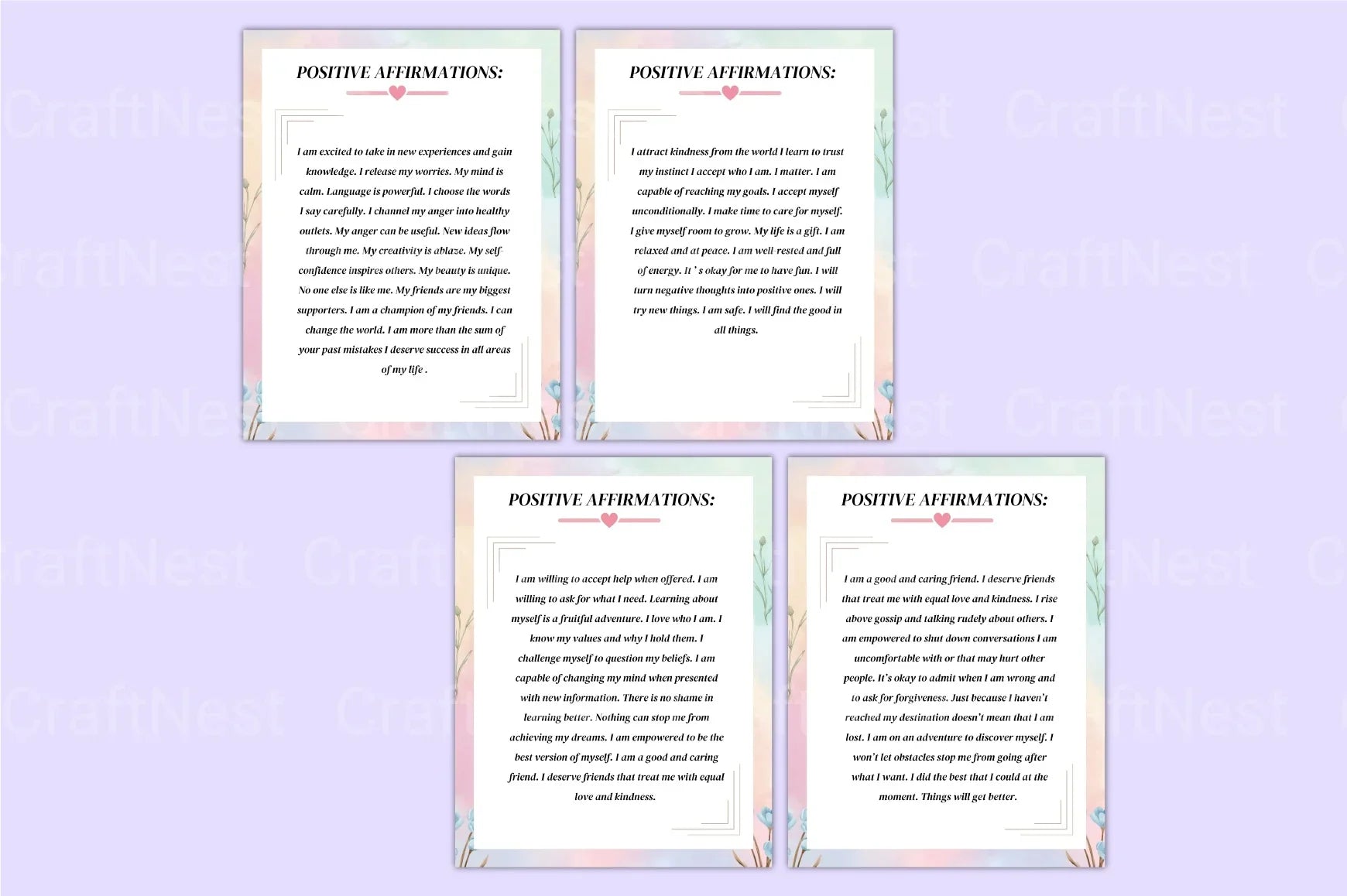 Positive Affirmations for Women - CraftNest - Digital Crafting and Art