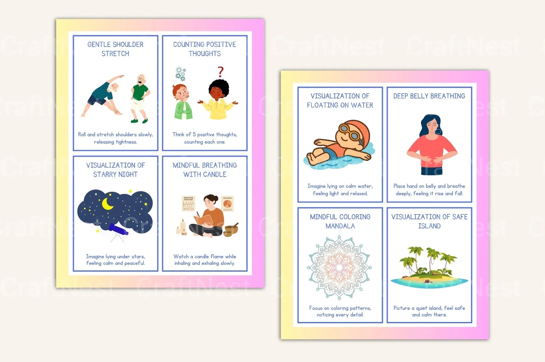 Calming Strategies Coping Skills Cards for Stress Relief - CraftNest - Digital Crafting and Art