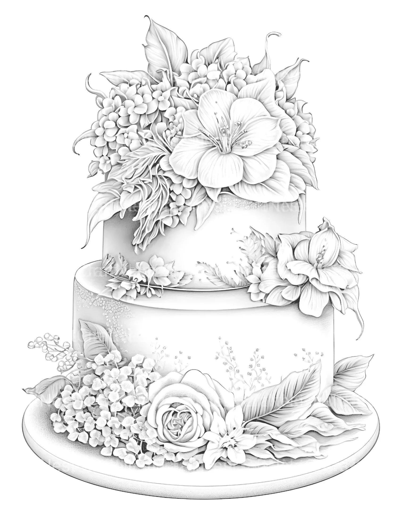 Floral Wedding Cake Coloring Book - CraftNest - Digital Crafting and Art