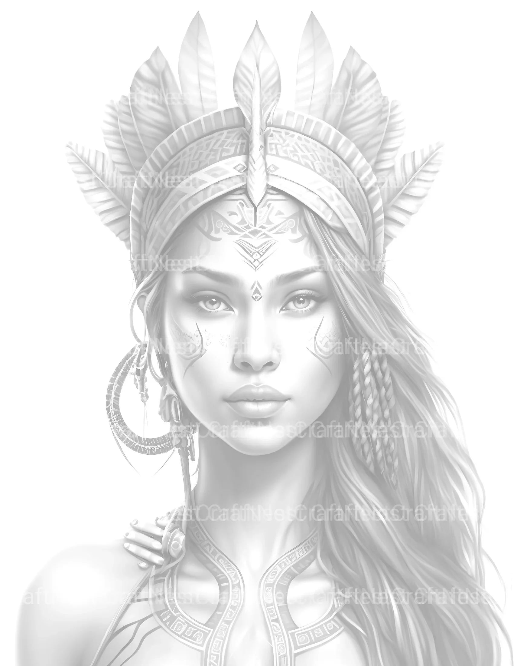 Aztec Women Coloring Book - CraftNest - Digital Crafting and Art