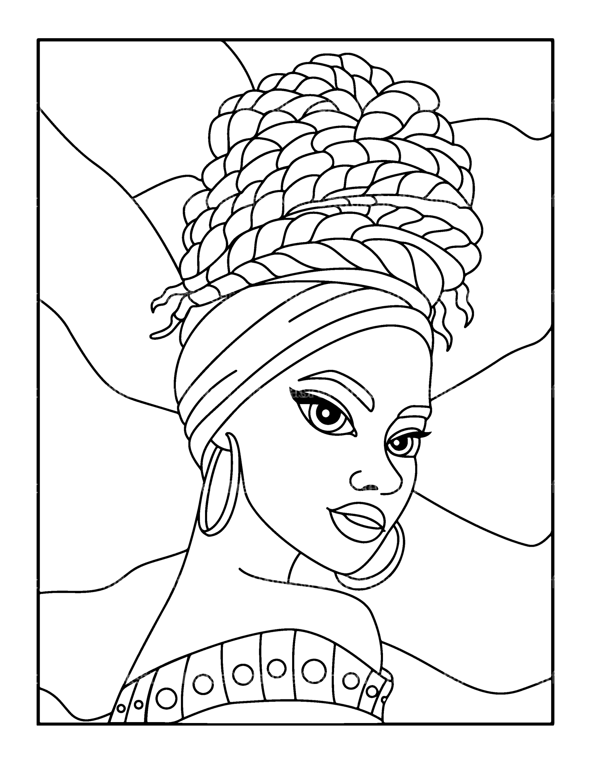 African Woman Coloring Book - CraftNest - Digital Crafting and Art