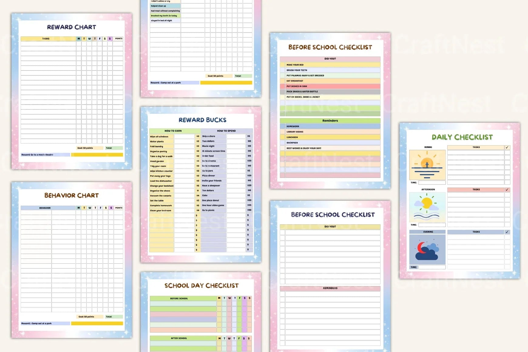 Kids Task Reward Charts for Motivation and Organization - CraftNest - Digital Crafting and Art