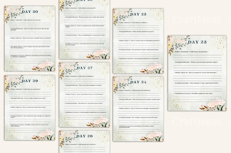Daily Mindfulness Prompts for Enhanced Well-being - CraftNest - Digital Crafting and Art
