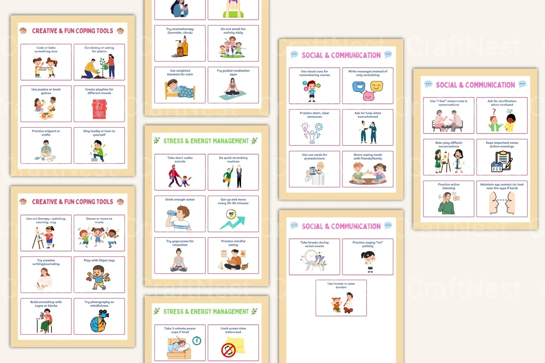 ADHD Coping Skills Cards for Effective Management - CraftNest - Digital Crafting and Art
