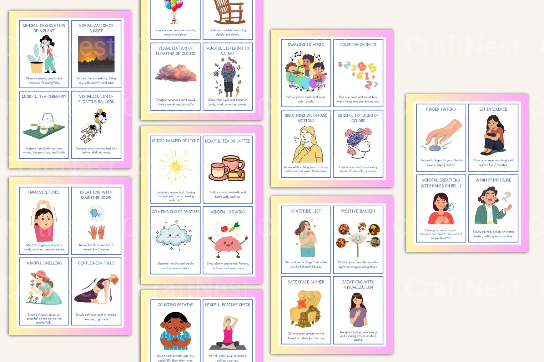 Calming Strategies Coping Skills Cards for Stress Relief - CraftNest - Digital Crafting and Art