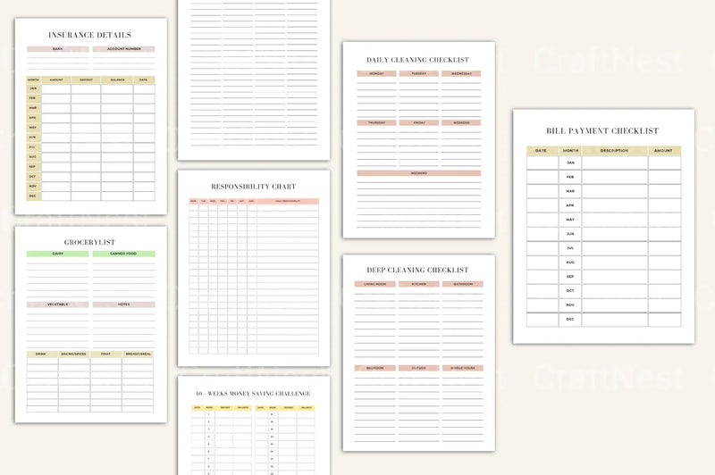 Complete House Management Binder for Efficient Home Organization - CraftNest - Digital Crafting and Art