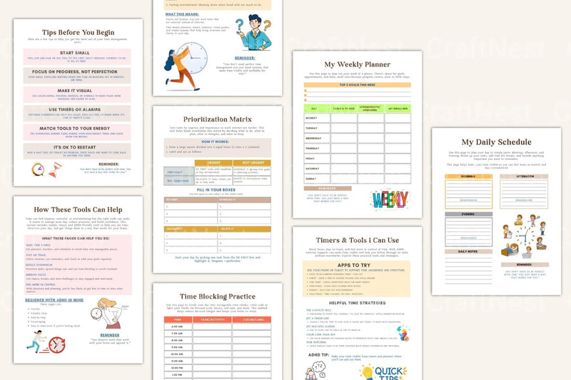 ADHD Time Management Worksheets for Improved Focus - CraftNest - Digital Crafting and Art