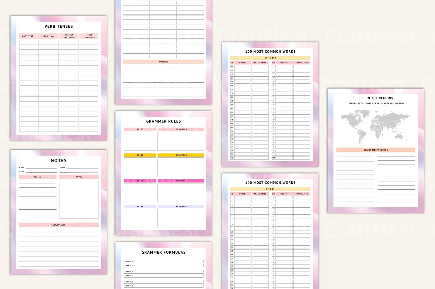 Language Practice Progress Tracker - CraftNest - Digital Crafting and Art