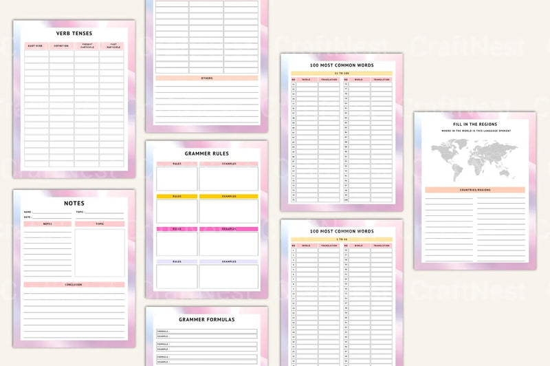 Language Practice Progress Tracker - CraftNest - Digital Crafting and Art
