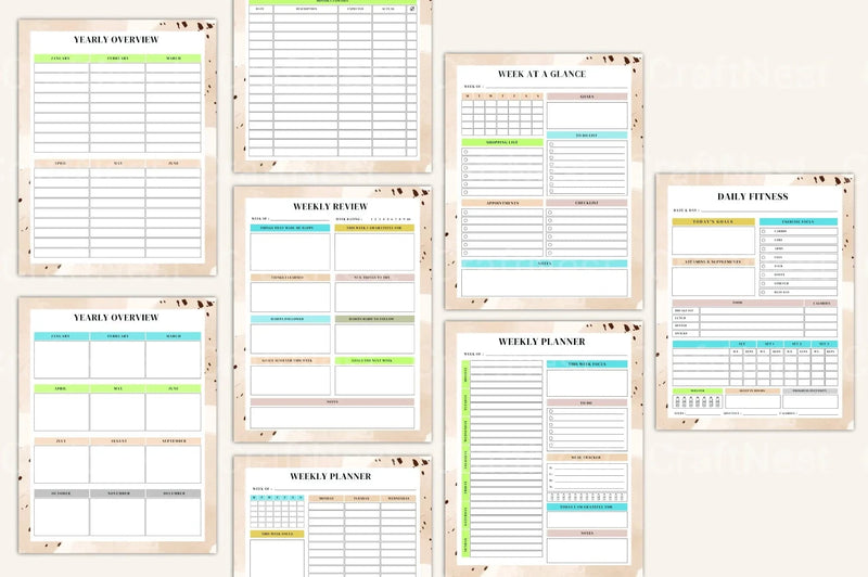 Yearly, Weekly & Monthly Planner 2024 - CraftNest - Digital Crafting and Art