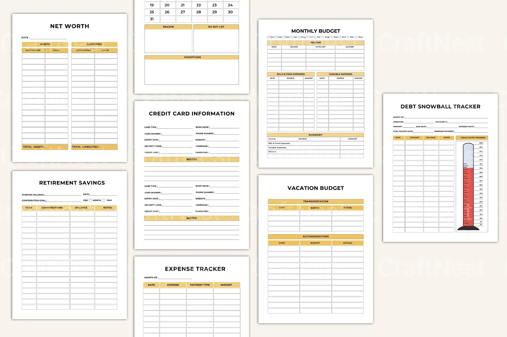 Savings Expense Tracker Tool - CraftNest - Digital Crafting and Art