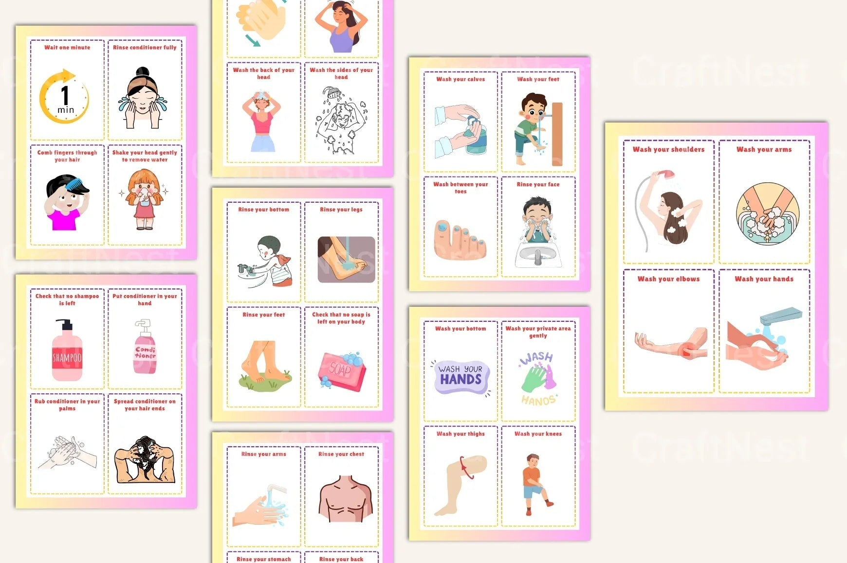 Shower Sequence Cards for Boys - CraftNest - Digital Crafting and Art