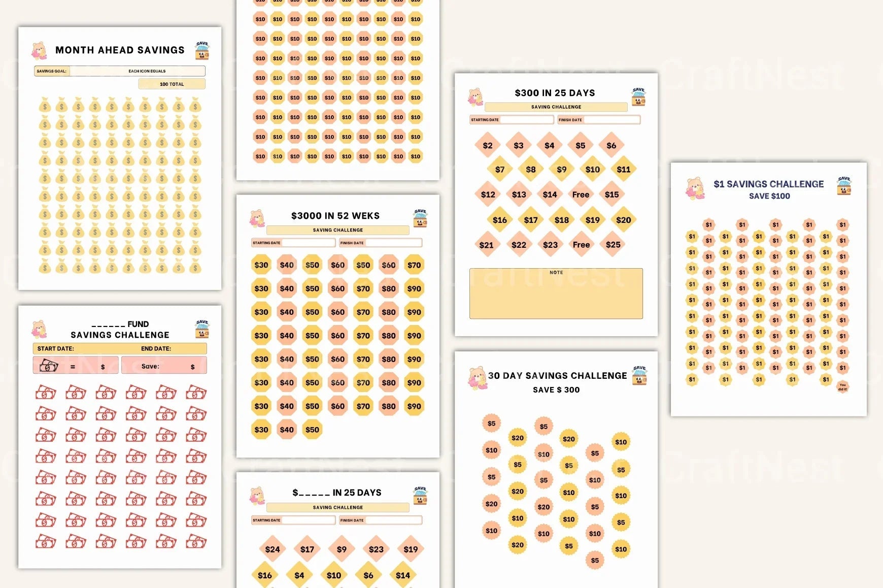 Financial Savings Challenge Guide - CraftNest - Digital Crafting and Art