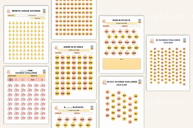Financial Savings Challenge Guide - CraftNest - Digital Crafting and Art