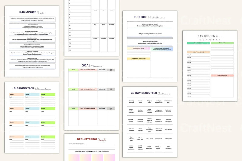 Decluttering Organizer Planner - CraftNest - Digital Crafting and Art