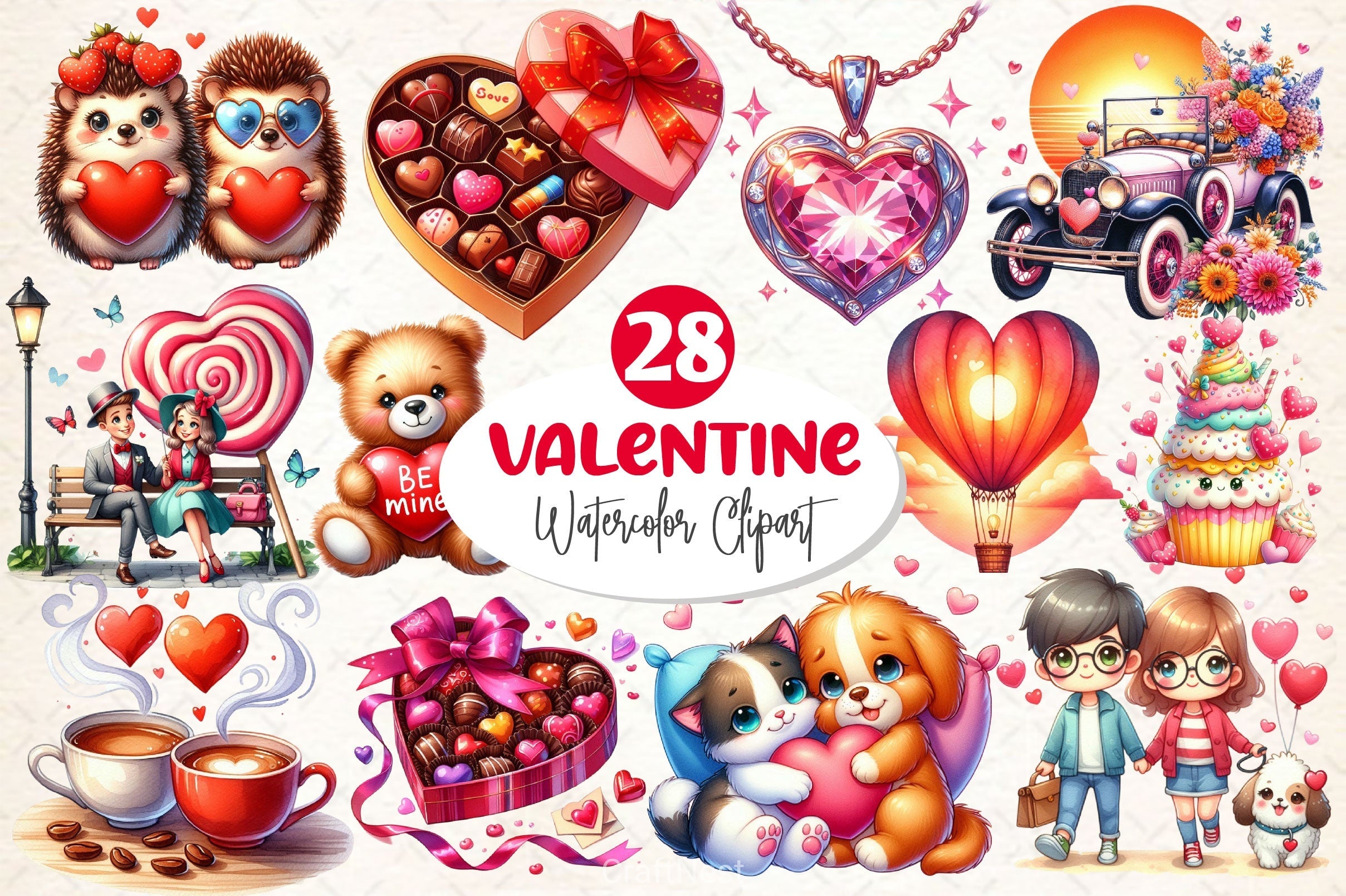 Retro Valentine's Clipart Bundle