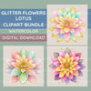 Glitter Flowers Clipart Bundle