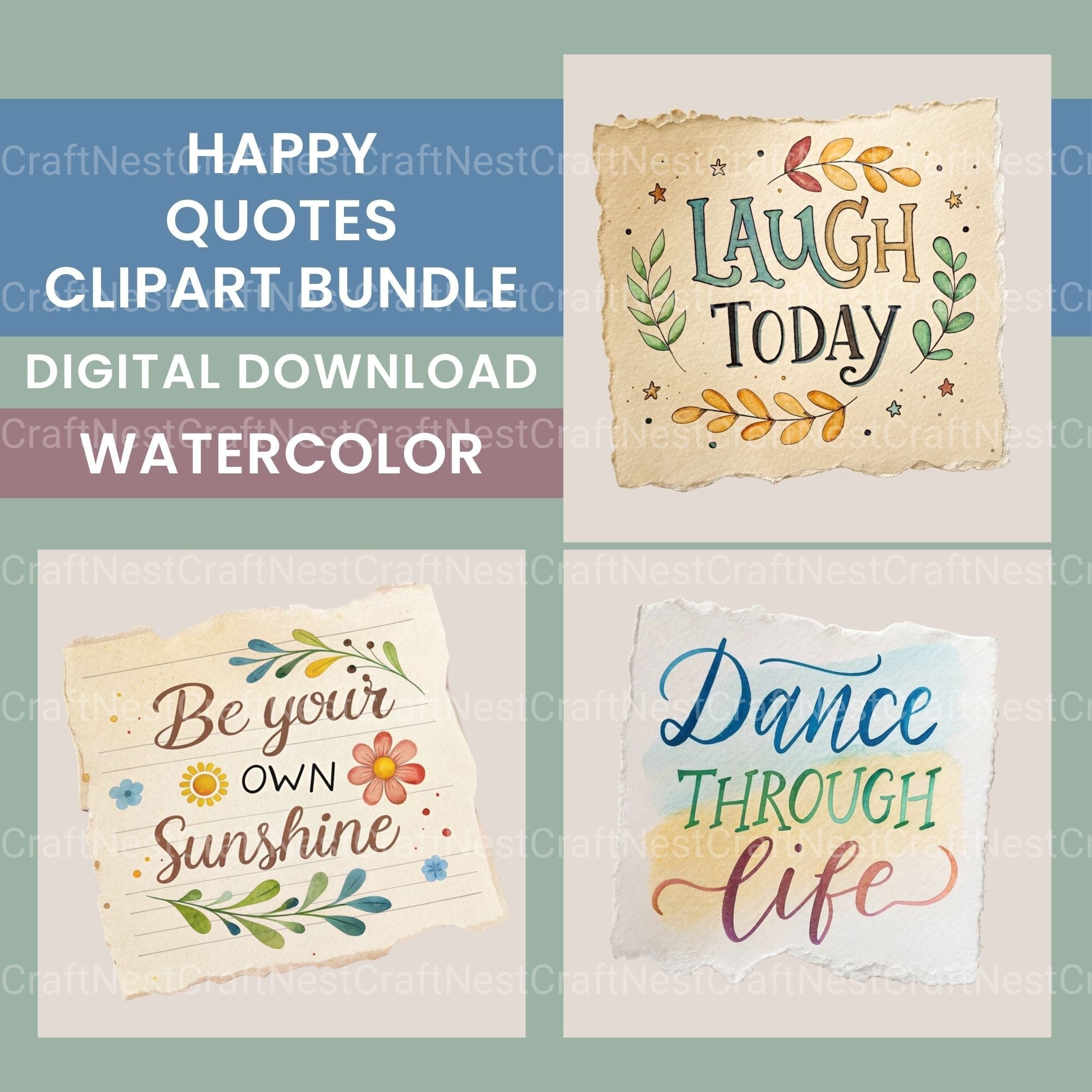 Happy Quotes Clipart Bundle