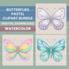 Pastel Butterflies Clipart Bundle