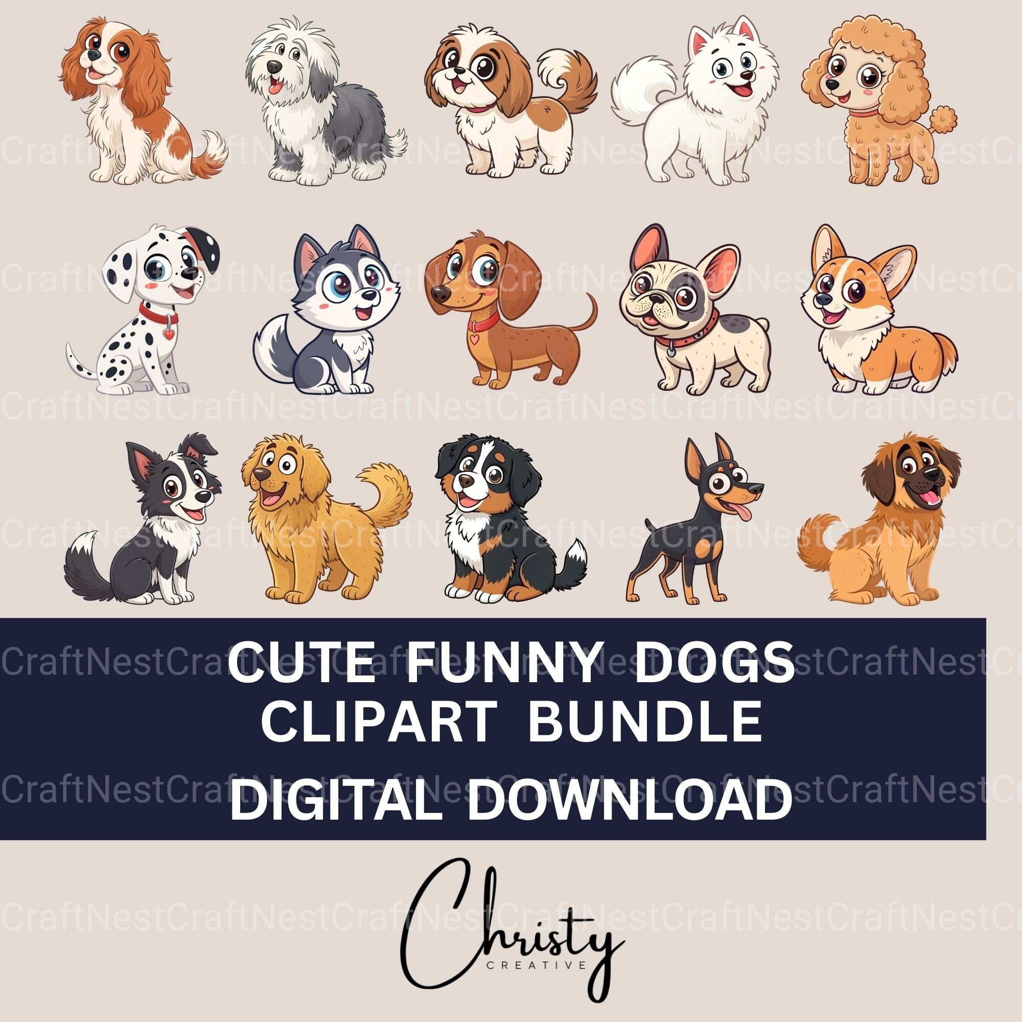 Cute Dogs Clipart Bundle