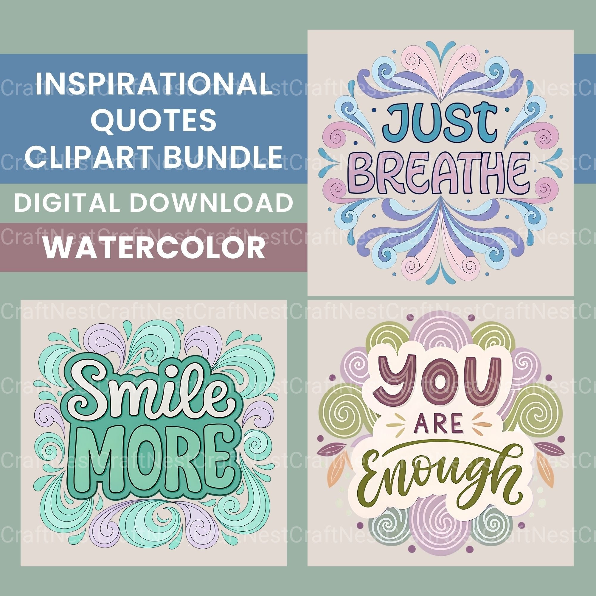 Positive Quotes Clipart Bundle