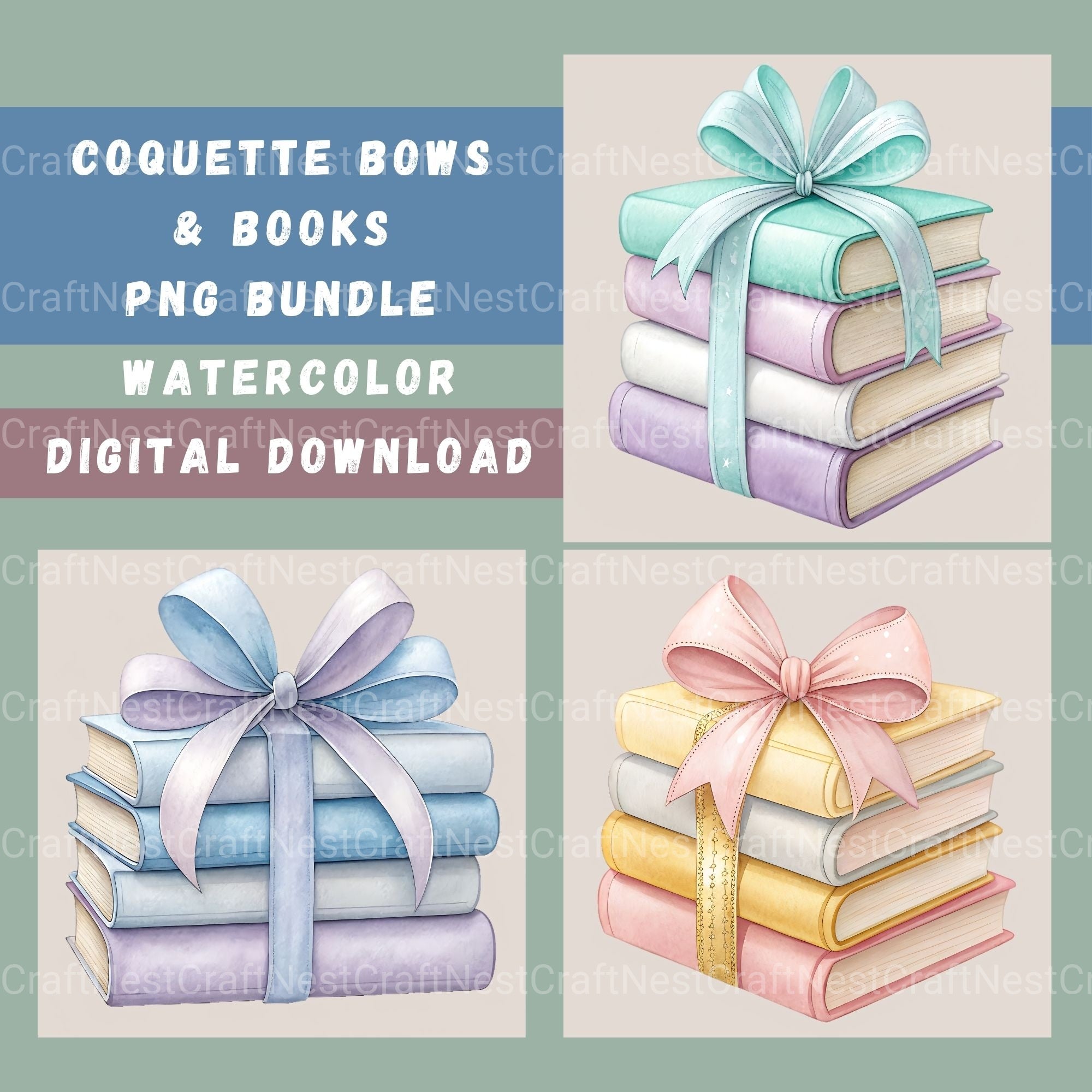 Books N Bows Clipart Bundle