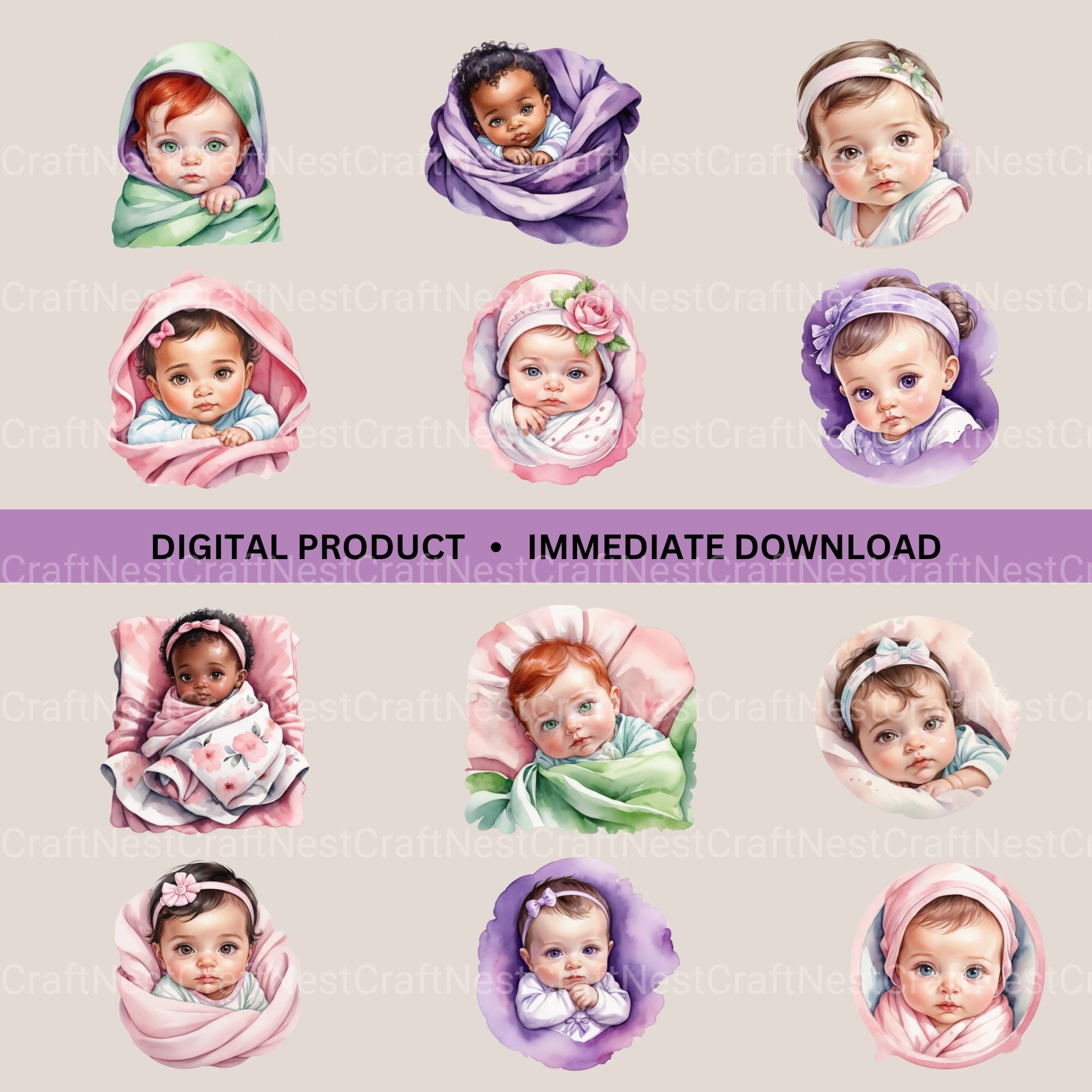 Baby Girls Clipart Bundle