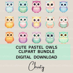 Pastel Owls Clipart Bundle - CraftNest - Digital Crafting and Art