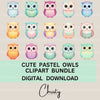 Pastel Owls Clipart Bundle