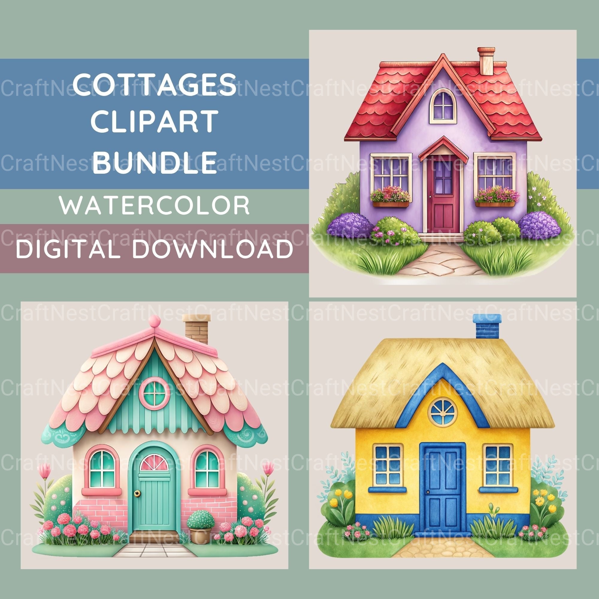 Cottages Clipart Bundle