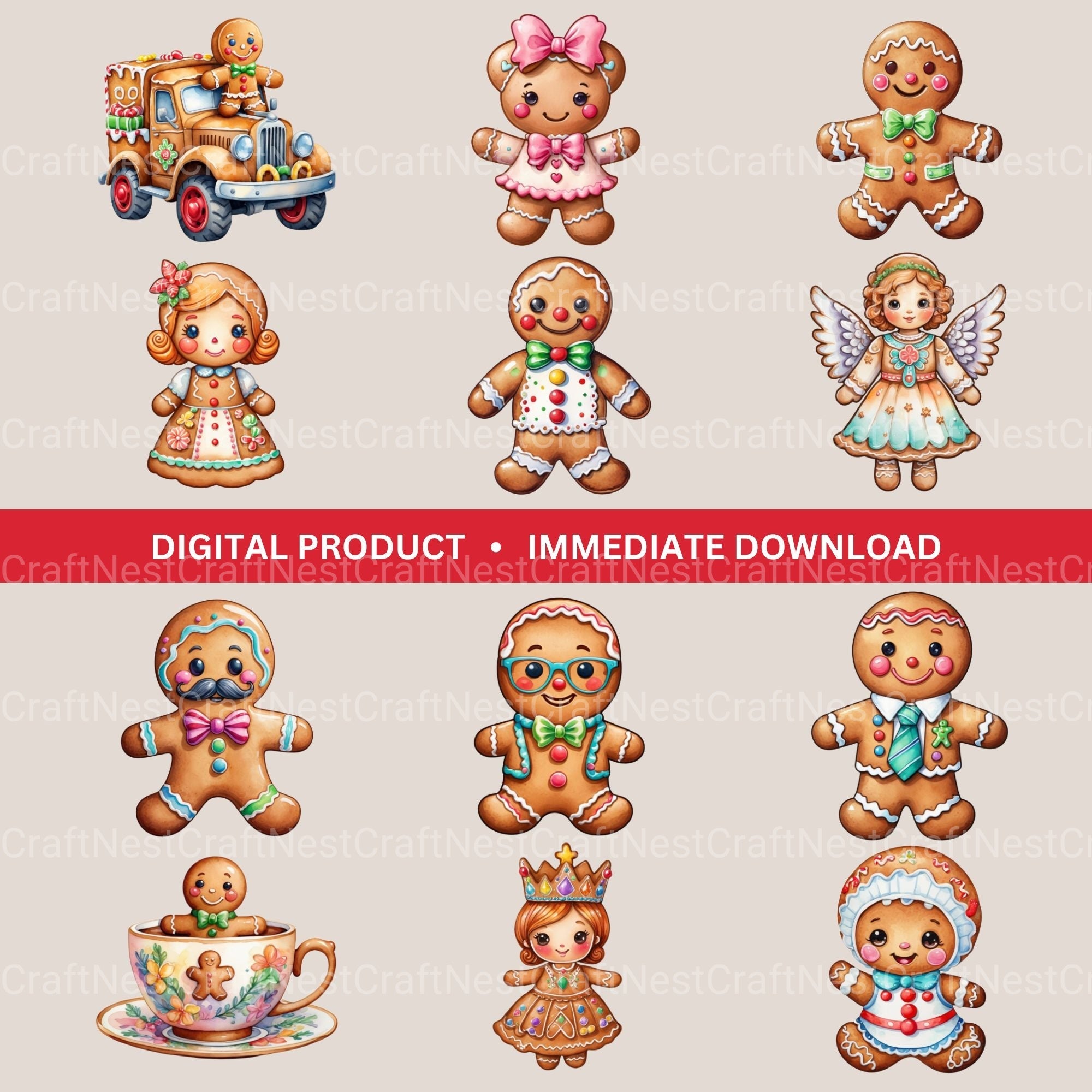 Gingerbread People Clipart Bundle