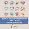 Skulls Floral Clipart Bundle