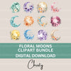 Floral Moon Clipart Bundle