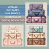 Vintage Suitcases Clipart Bundle