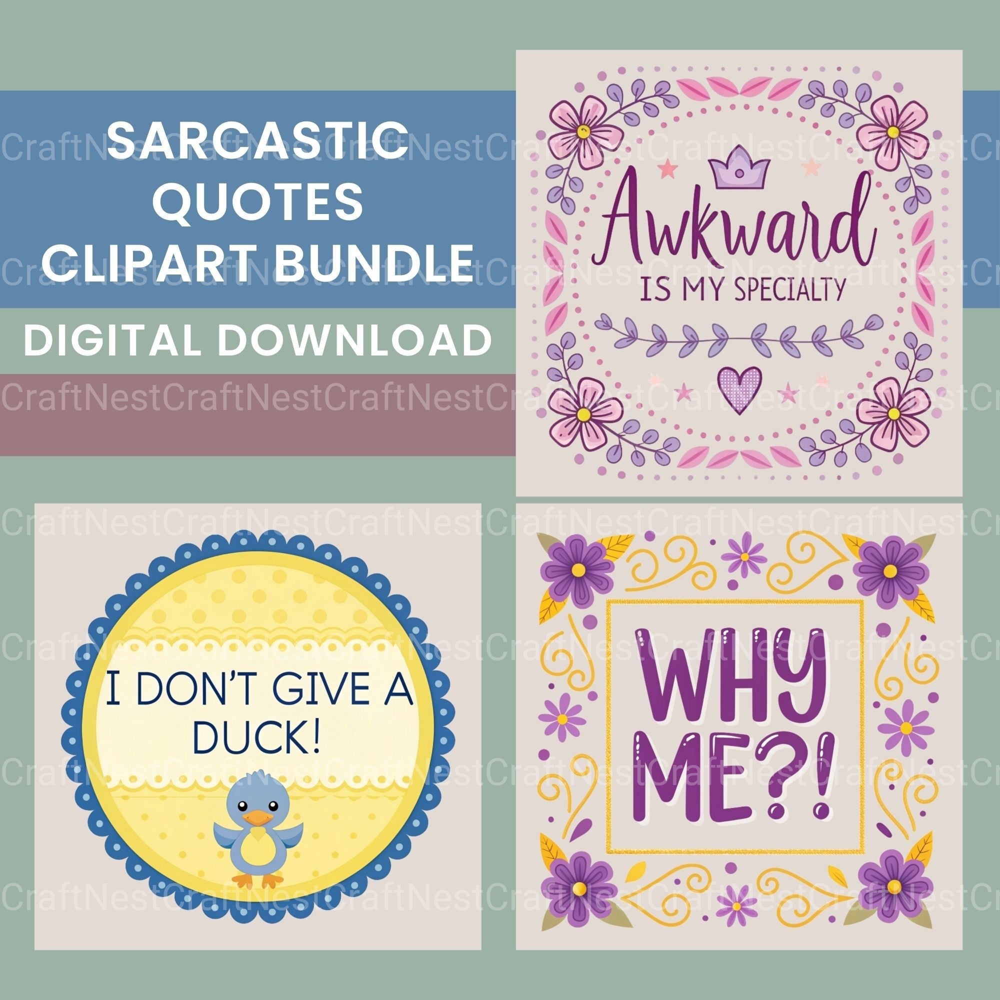 Sarcastic Words Clipart Bundle