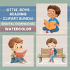 Little Boy Reading Clipart Bundle