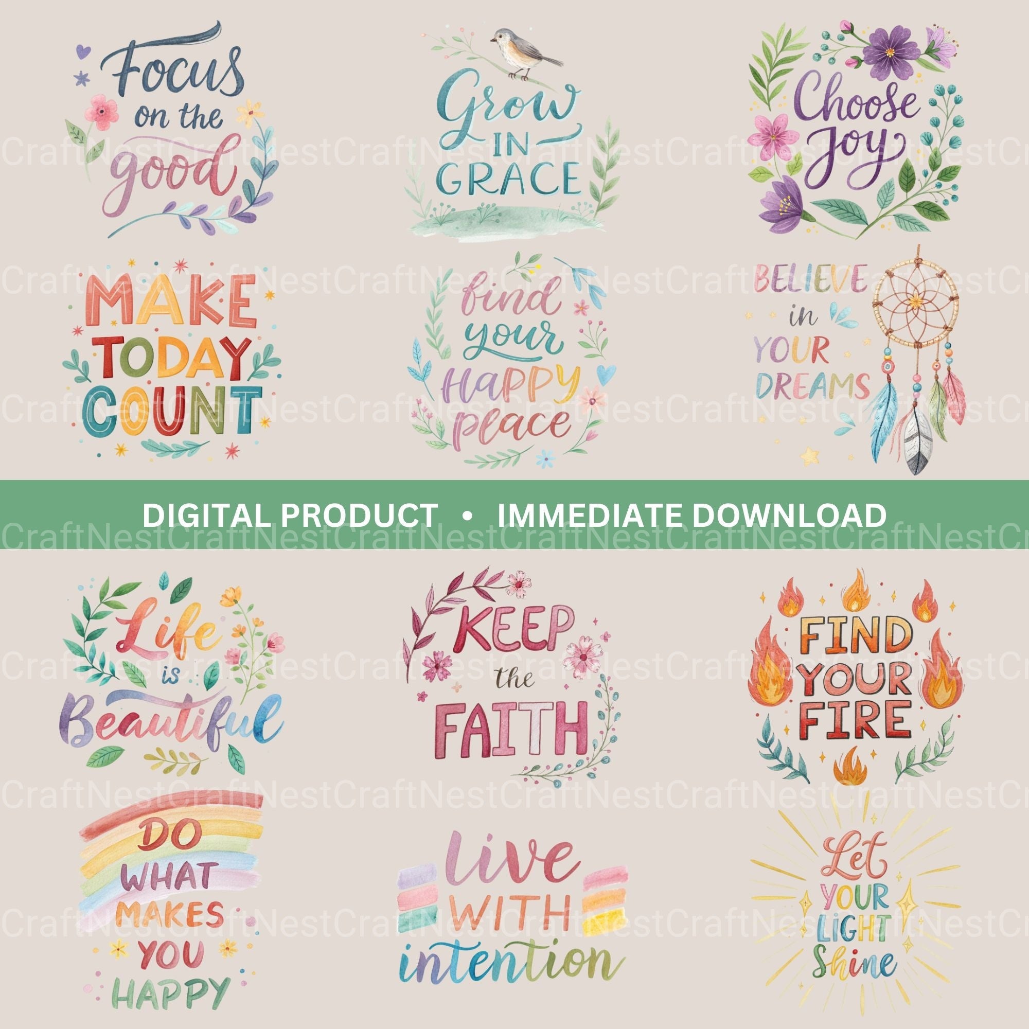 Positive Quotes 2 Clipart Bundle
