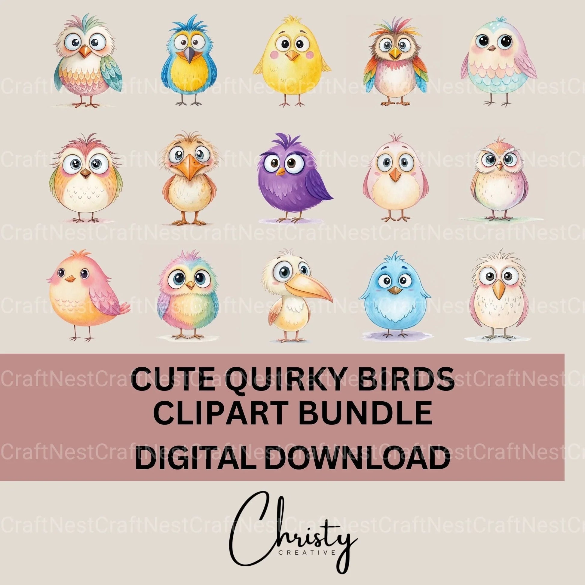 Quirky Birds Clipart Bundle - CraftNest - Digital Crafting and Art