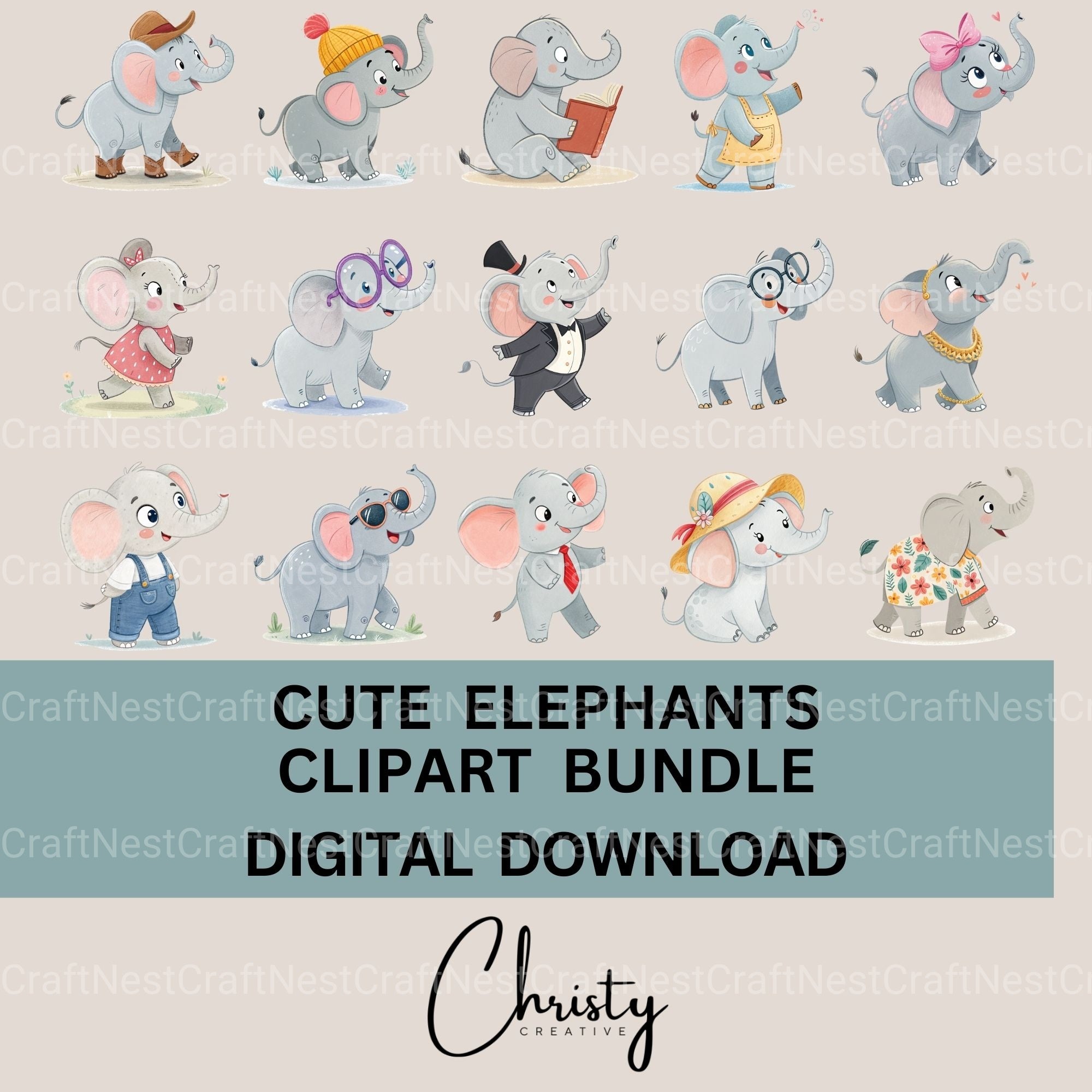 Elephant Clipart Bundle