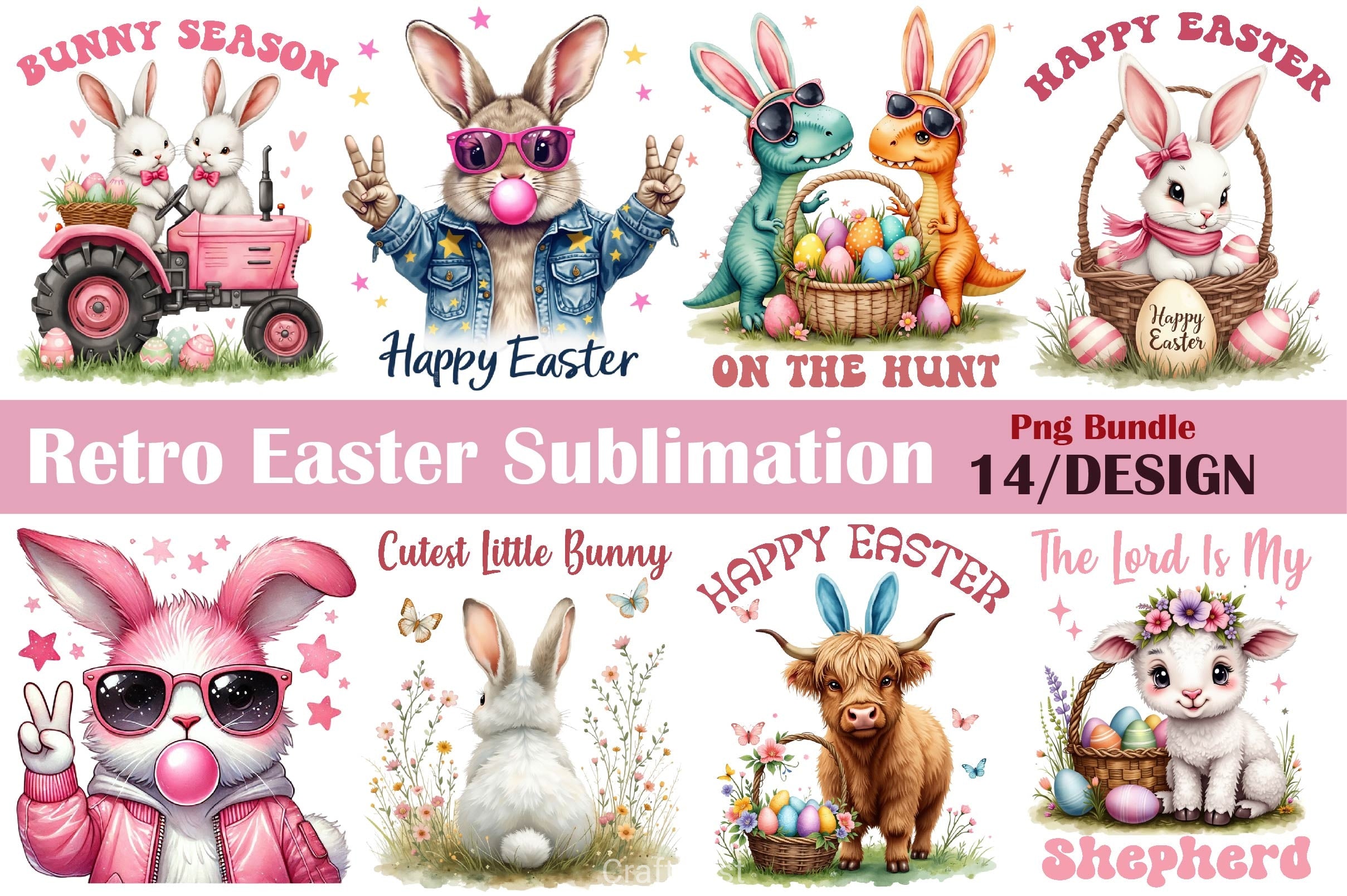 Retro Easter Clipart Bundle 2