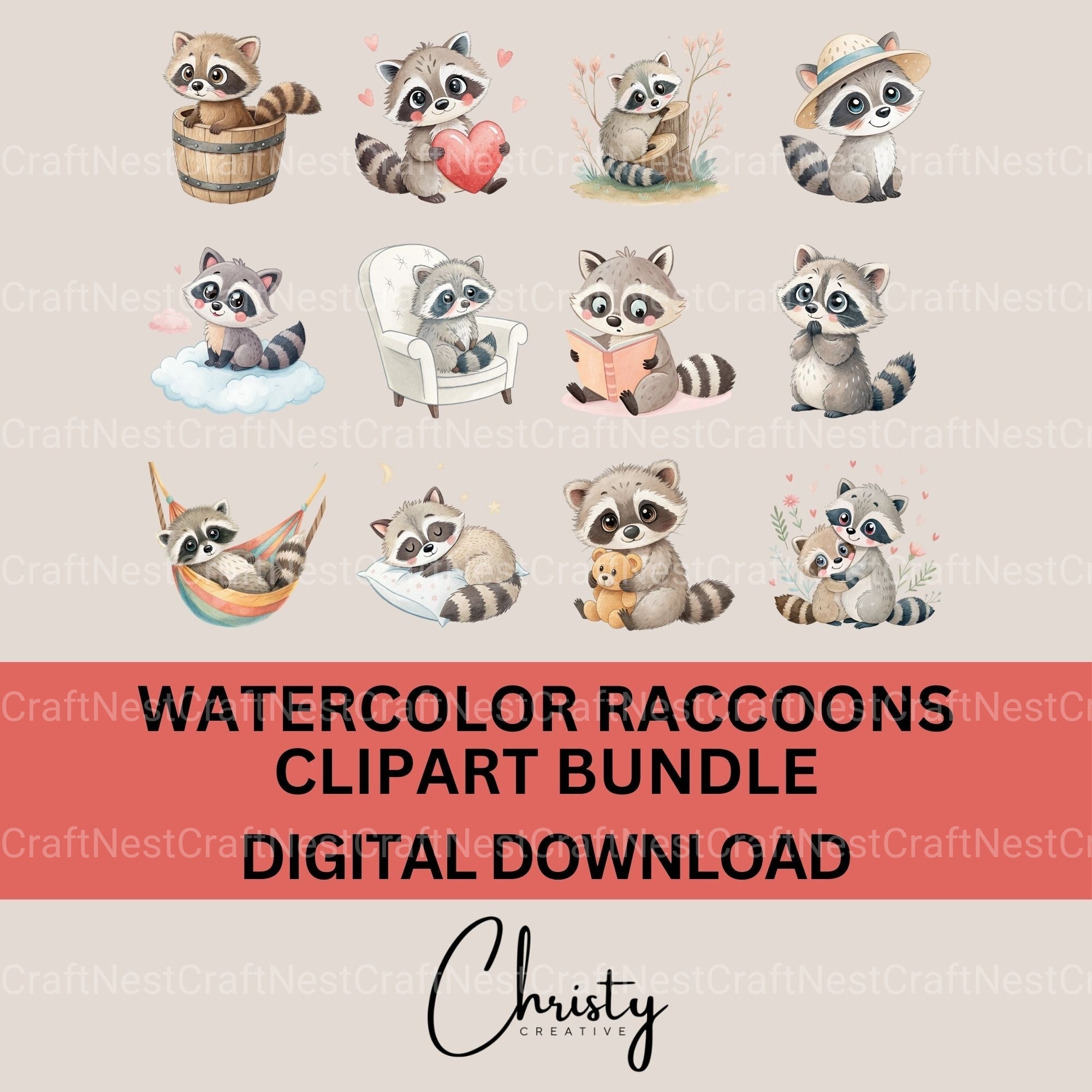 Raccoons 1 Clipart Bundle