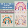 Boho Rainbows Clipart Bundle