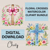 Cross Floral Clipart Bundle