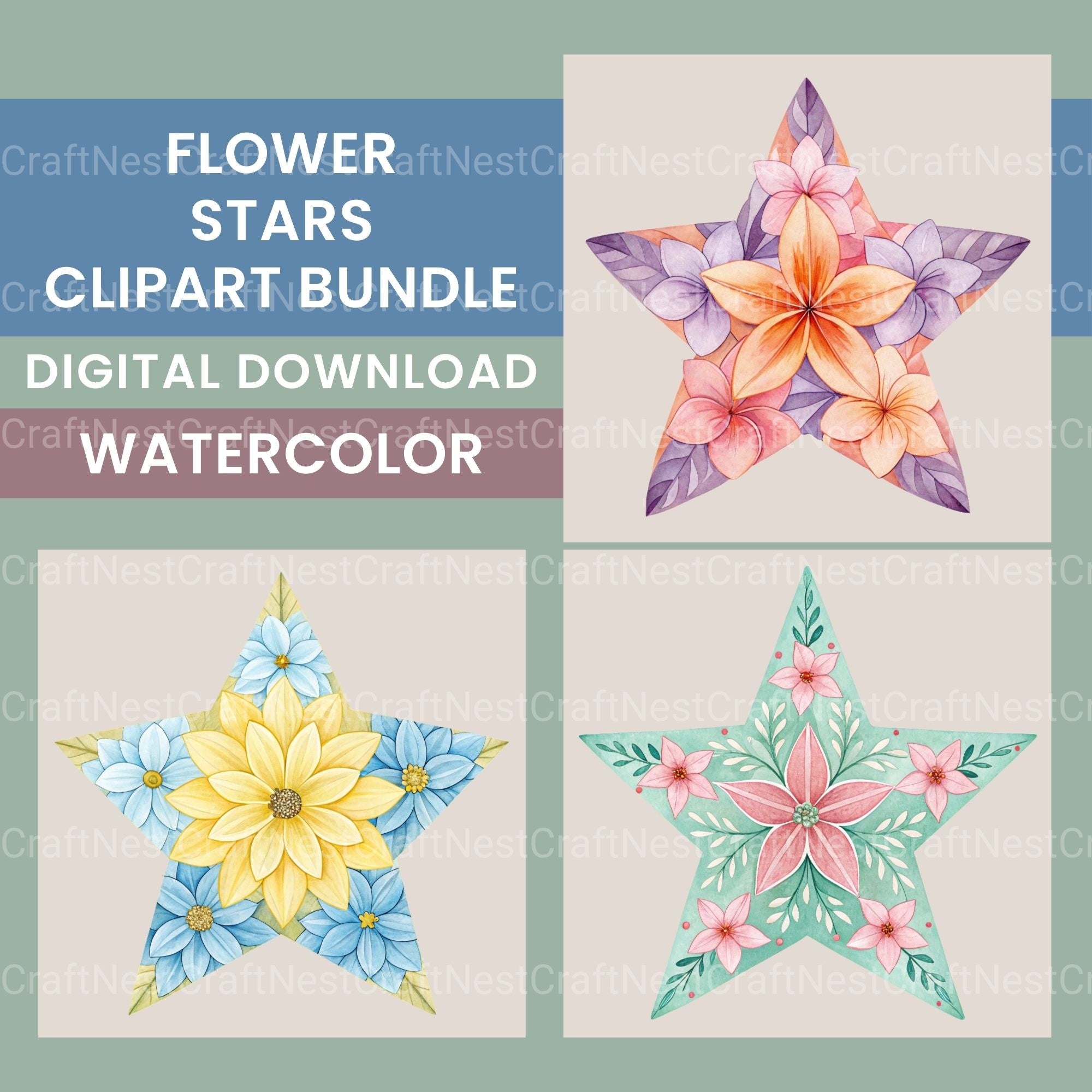 Flower Star Clipart Bundle