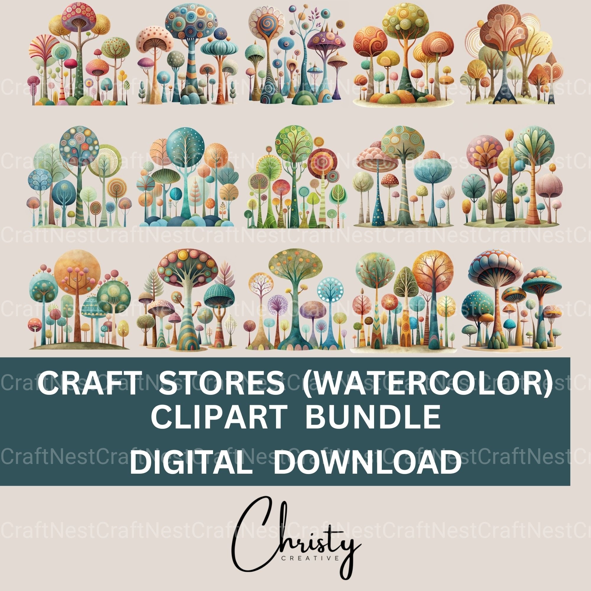 Quirky Trees Clipart Bundle