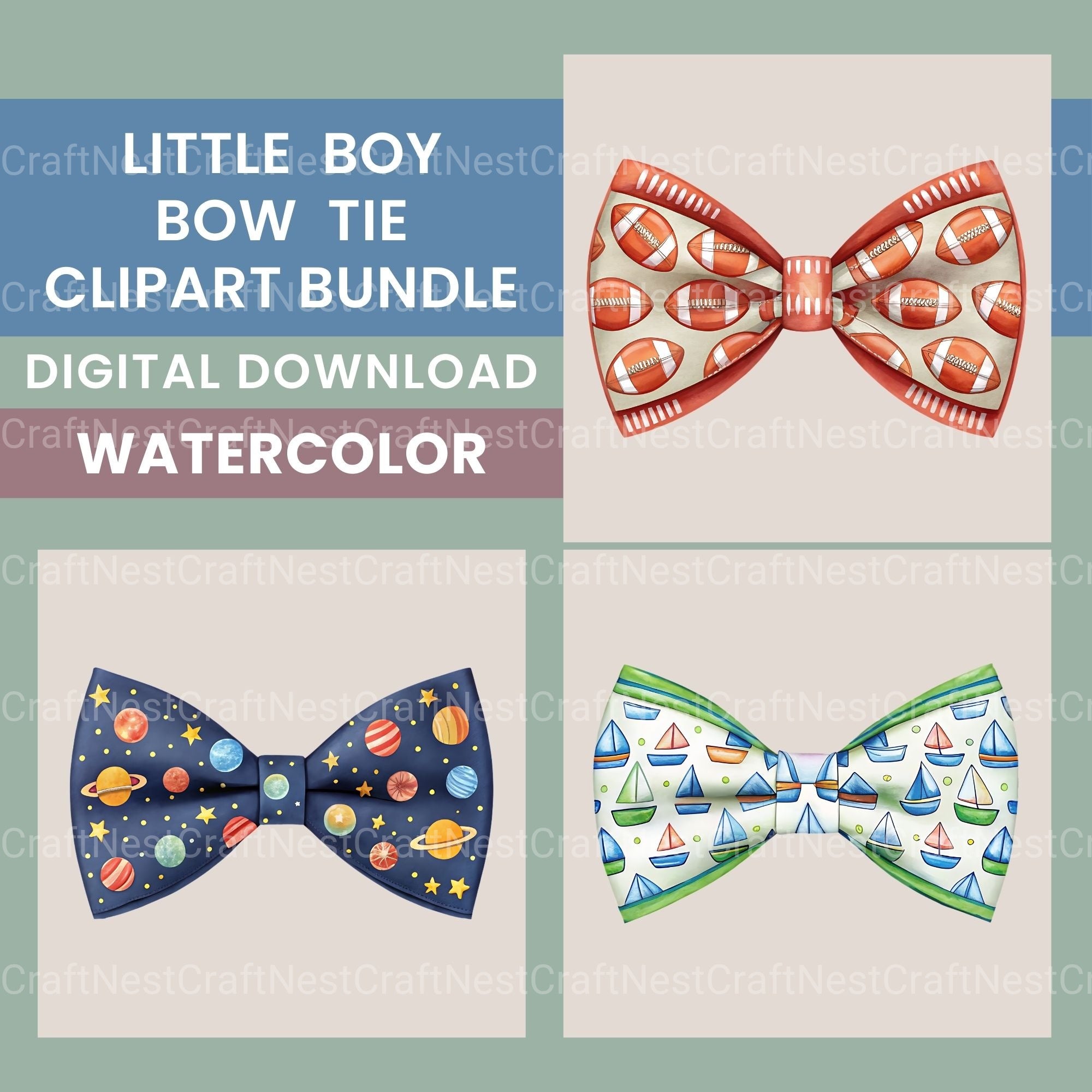 Boy Bow Ties Clipart Bundle
