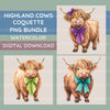 Coquette Highland Cows Clipart Bundle