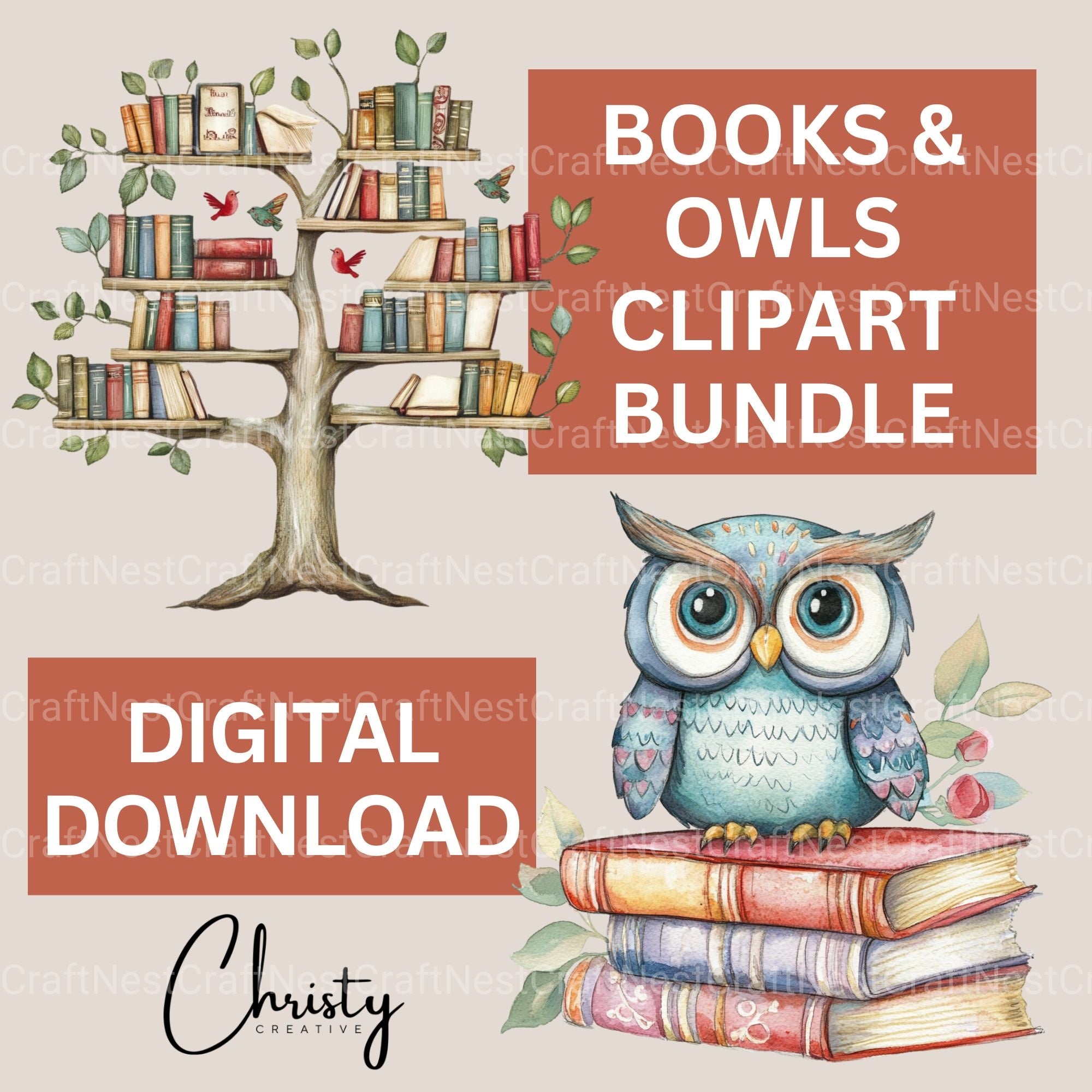 Books And Owls Clipart Bundle
